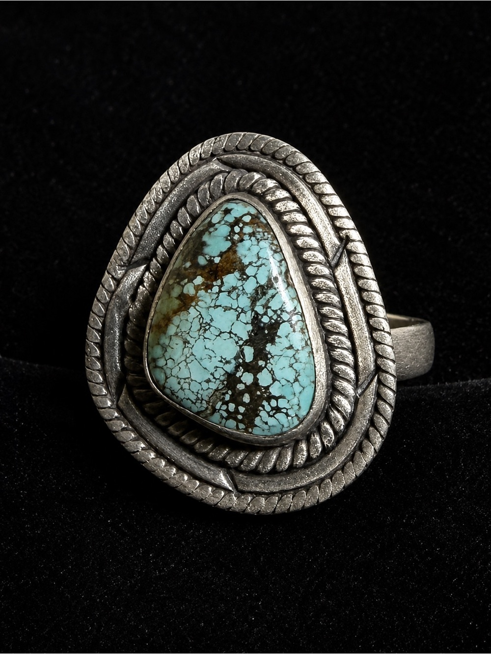 Genuine Dry Creek Turquoise Sterling Silver Adjustable Ring – 6.3g